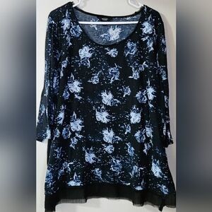 2X Woman's Simply Vera Vera Wang Jaquuard Lace Hem Tunic Top